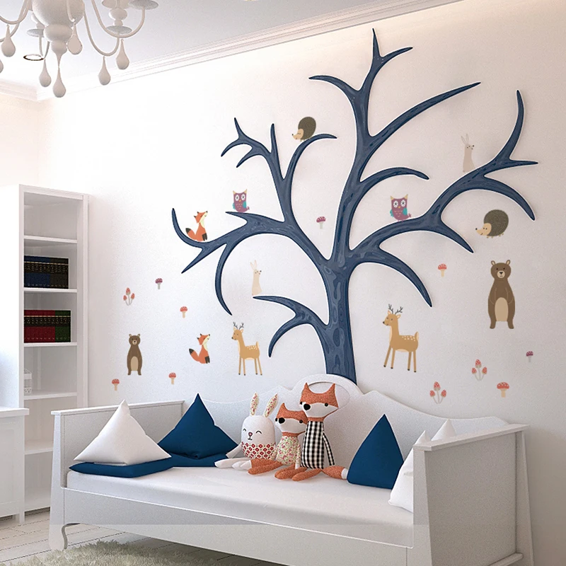

Tofok Lovely Forest Animal DIY Kids Room Wall Sticker Ins Pastoral Style Door Window Decorative Sticker Nursery Dorm Wallpaper