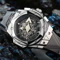 luxury mens watch summer fashion six pointed star dial design zinc alloy case date waterproof men quartz watch reloj hombre