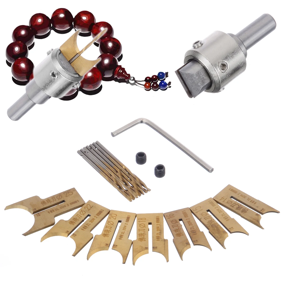 

16pcs Carbide Ball Bits Blade Woodworking Milling Cutter Molding Tool Buddha Beads Router Bit Drills Set 14-25mm