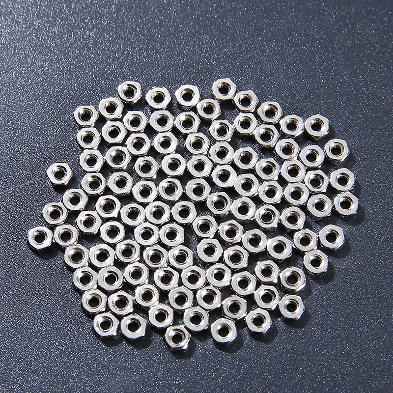 

100Pcs/Lot Hex Full Nut Metal Hexagon Screw Nuts 2mm/2.5mm/3mm Hex Nuts For Screw Bots Hardware Accessories