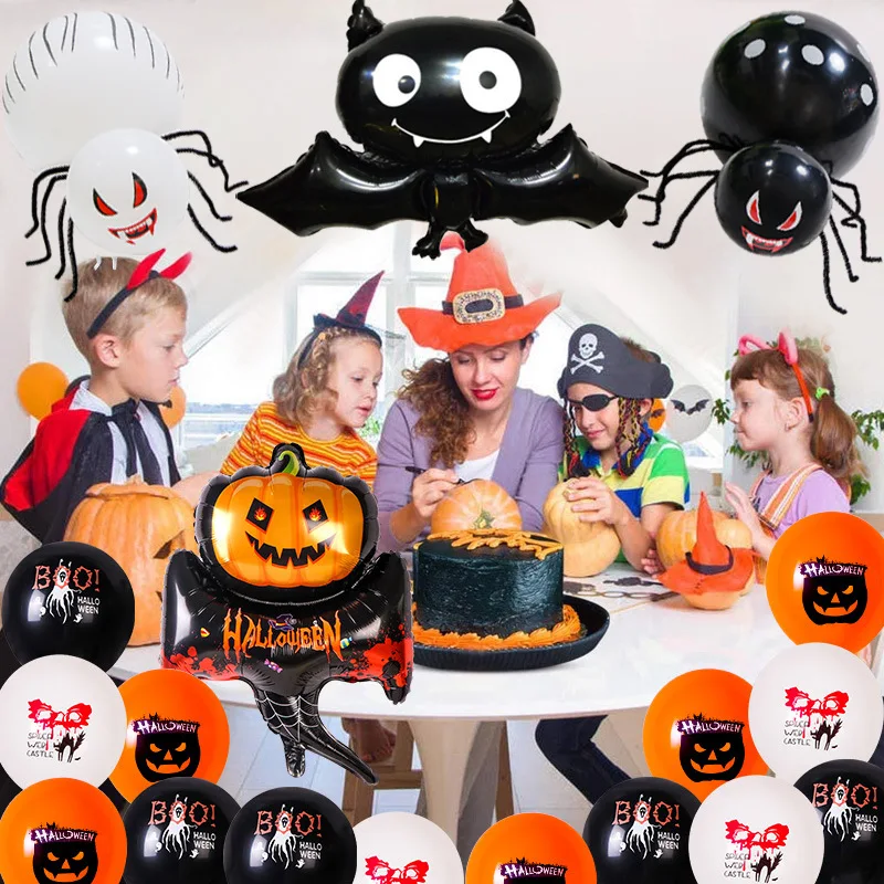 

12 inch Happy Halloween Alphabet Balloons Aluminum Foil Banner Pumpkin Ghost Spider Cat Party Decor part