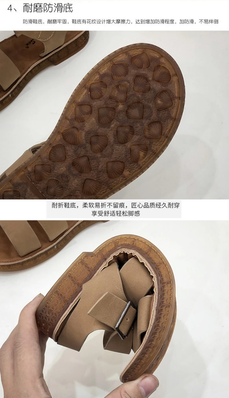 

New flat outdoor sandals ankle strap Beads and Roman sandals fashion flats with women's shoes with low heels T062