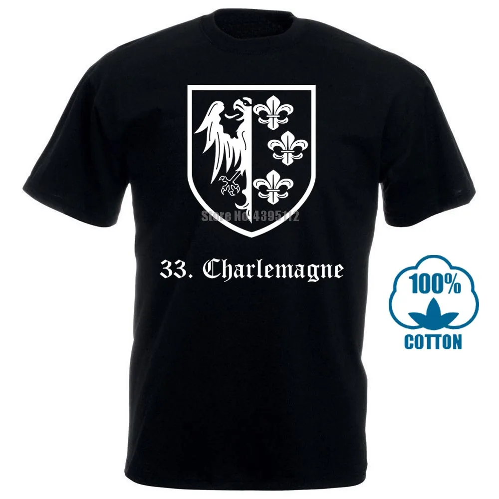 Мужская летняя футболка из 100% хлопка 33A Waffen Ss Charlemagne футболки в Военном Стиле