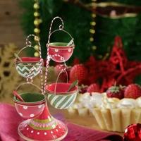 christmas snack stand two tier food serving tray cupcake holder dessert bread candy bowl display for party christmas decorations