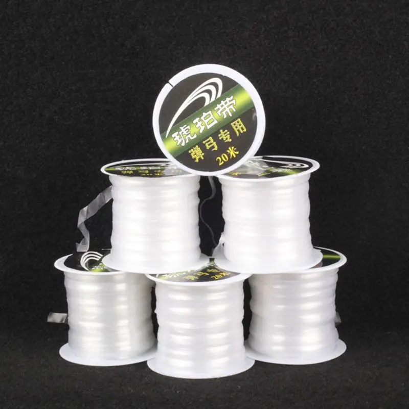 

New Slingshot Rubber Band Tied White Color 20M/65.62ft High Elasticity Flexible Durable Manual Sling Hunting Game Accessory 32CC