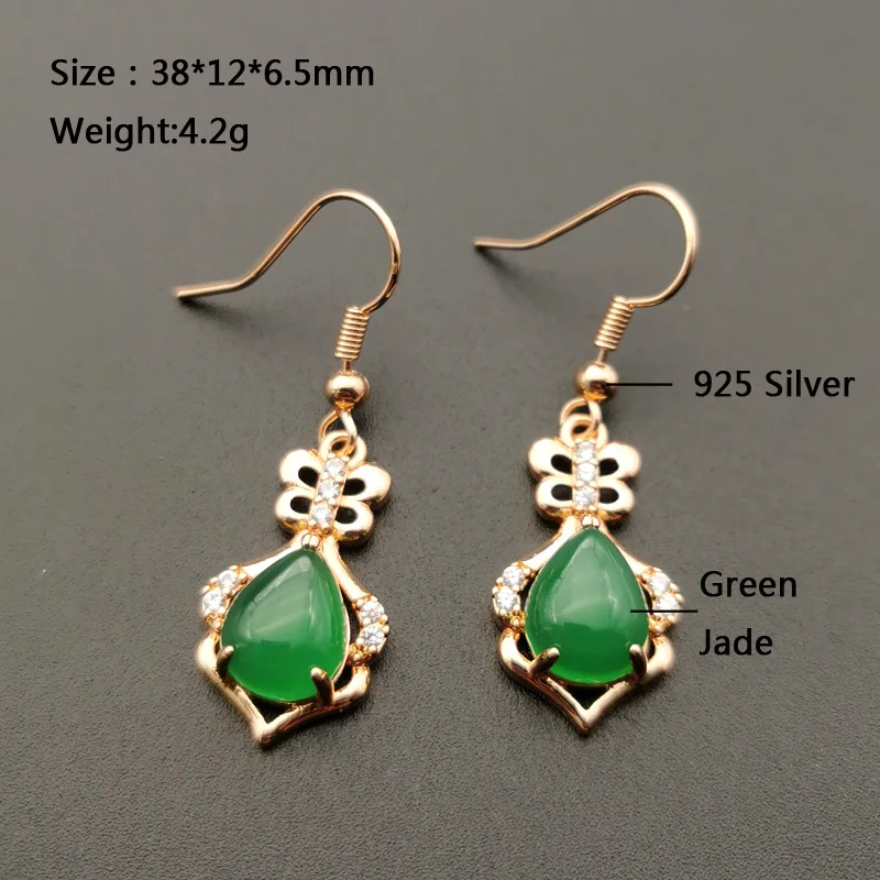 Jadery очаровательные серьги в форме капель зеленого нефрита для женщин розовое