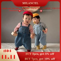 milancel 2021 autumn new baby overalls toddler girls denim jumpsuits denim clothes