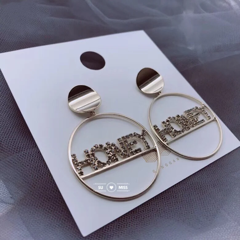 

New Fashion Stud Earrings For Women Golden Color Round with Honey Geometric Earrings Party Wedding Gift Wholesale Ear Jewelry