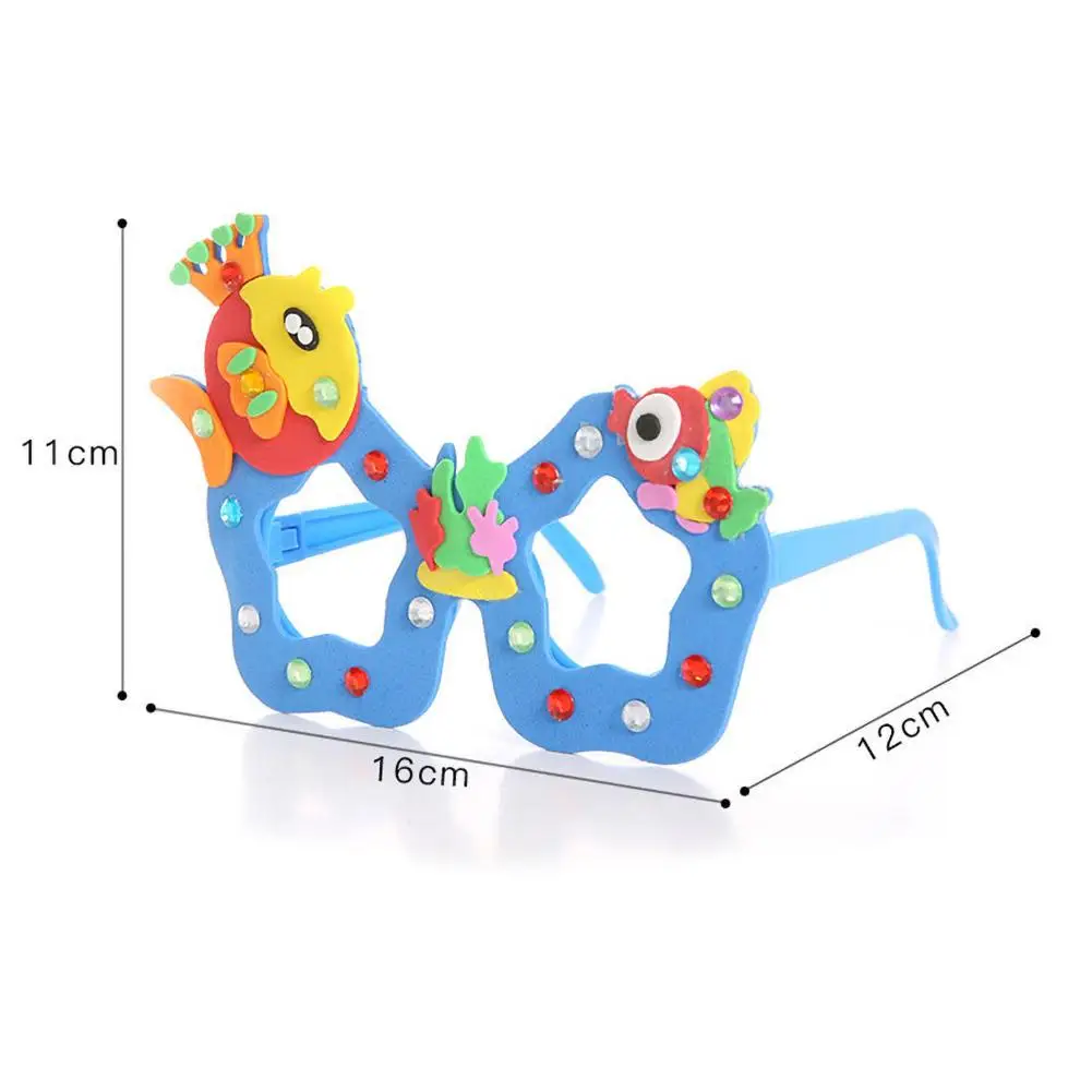 

10Pcs Kids DIY Cartoon Animal Rhinestone Glasses Handmade Crafts Educational Toy