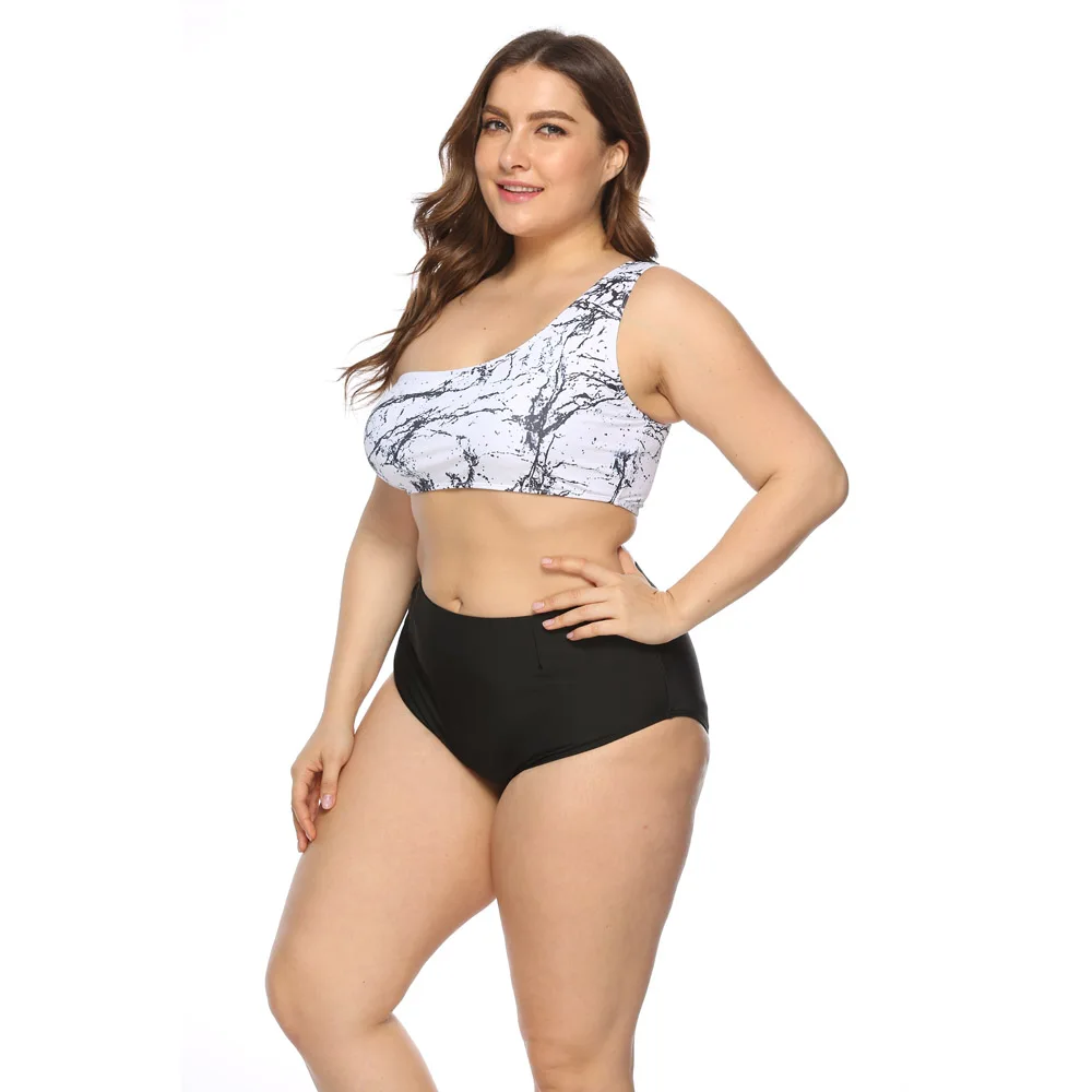 2020 женский купальник бикини размера плюс больших размеров черный однотонный