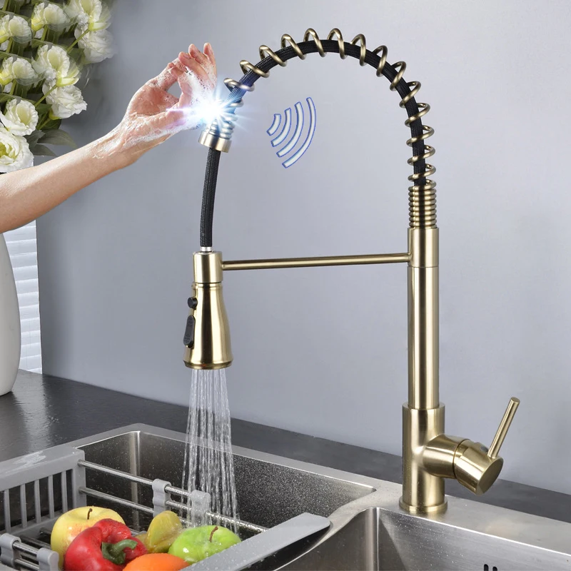 1273-F-gold-touch Кухонный кран Senducs сенсорный кухонный кран из качественной нержавеющей стали выдвижной датчик кухонный кран сенсорный кран кухонный кран - Цвет: 1273-F-gold-touch