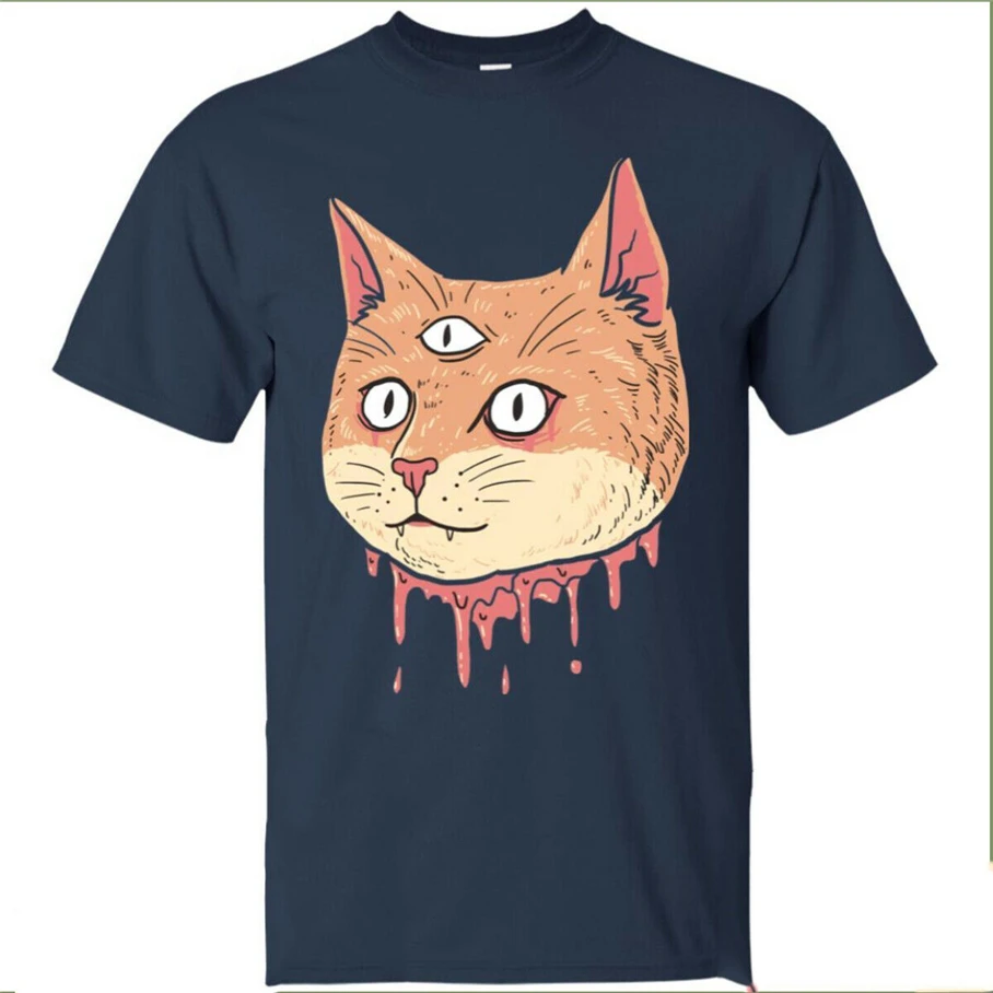 Trippy хиппи кошка Мужская футболка парней в винтажном стиле кислотная