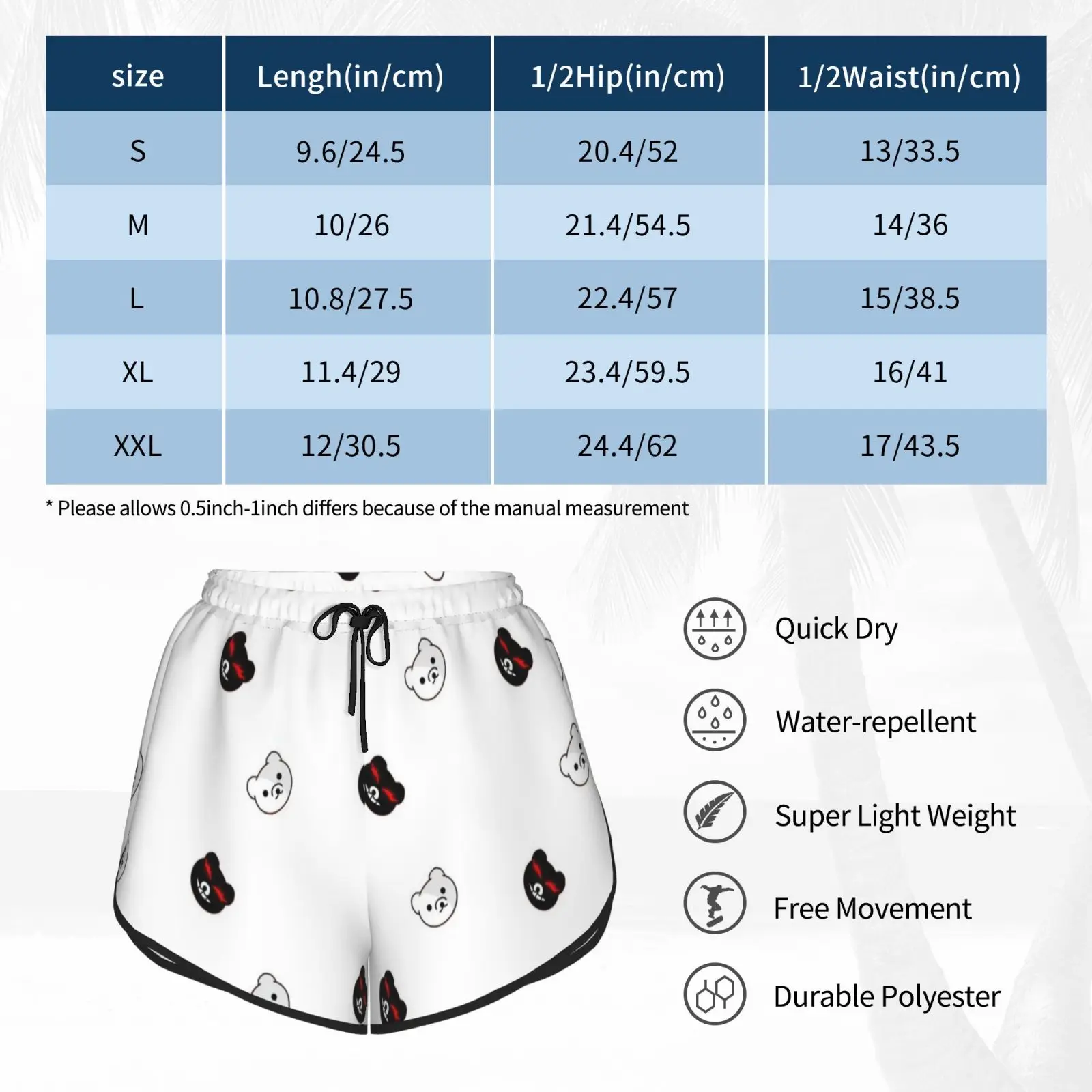 

Monokuma Pattern Swim Shorts Women Beach Shorts Danganronpa Monokuma Pattern Art Digitalart