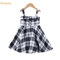 summer young children off shoulder plaid knee length dress kids baby fashion thin clothes toddler 18m 6y