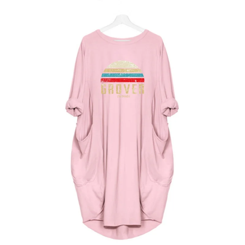 

Plus Size Vintage Women Dresses Autumn Print Loose Long Sleeve Dresses Pocket Casual Club Party Dress Vestidos Femme Robe Woman