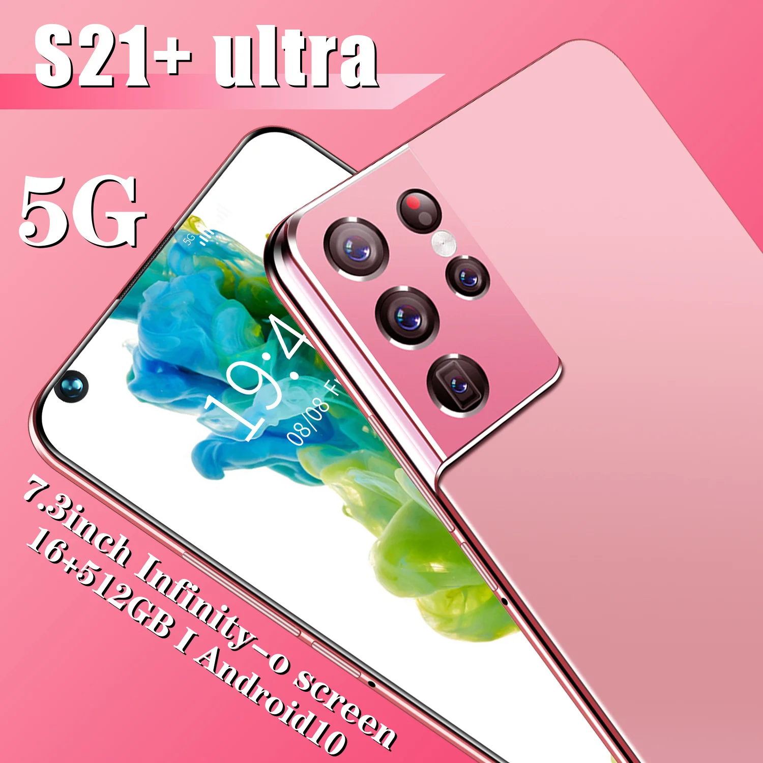 

Global S21Ultra 7.3 Inch Large Screen Andriod 10.0 Dual SIM+Micro SD 6800mAh Smart Phone 24+48MP Face ID 16+512GB Cell Phone