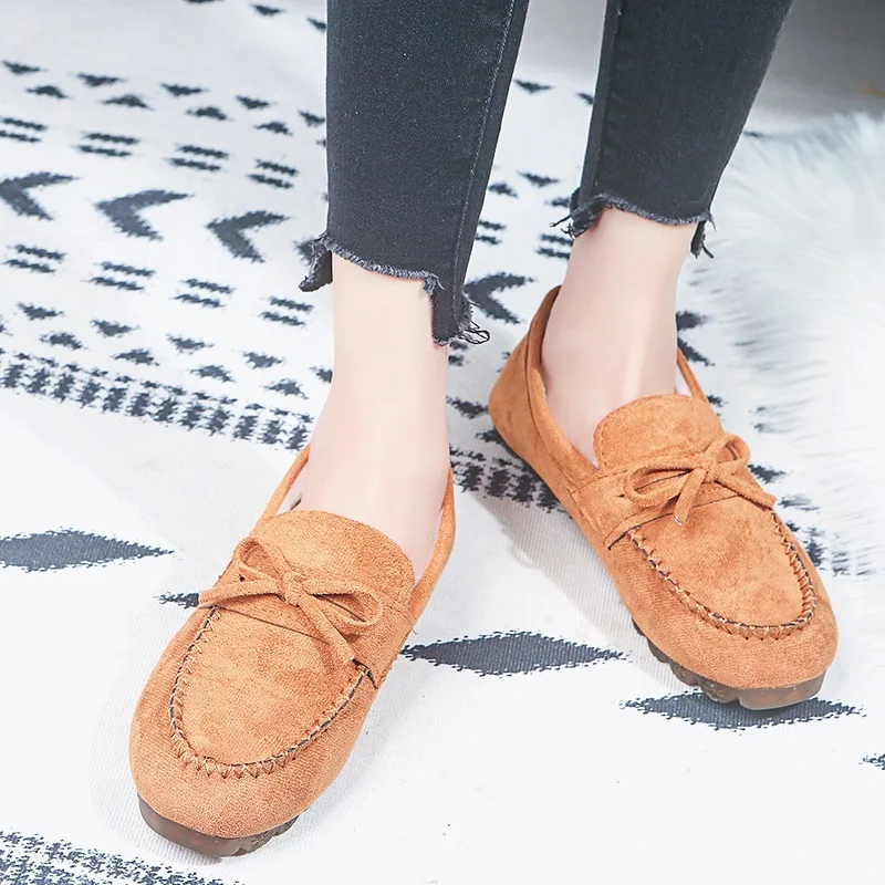 Flat-bottomed Plus Velvet Loafers Women's Autumn and Winter 2021 Round Toe Bow Casual Shoes Lazy Shoes Non-lace Overshoes