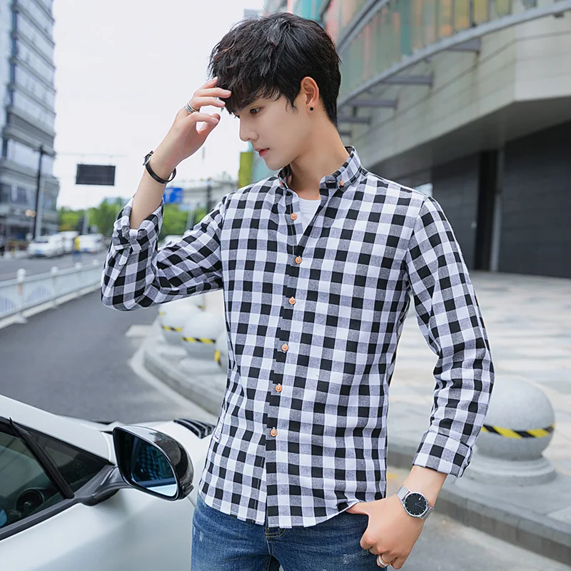 Новая весенняя хлопковая рубашка в клетку с отворотами-это чистая и свежая