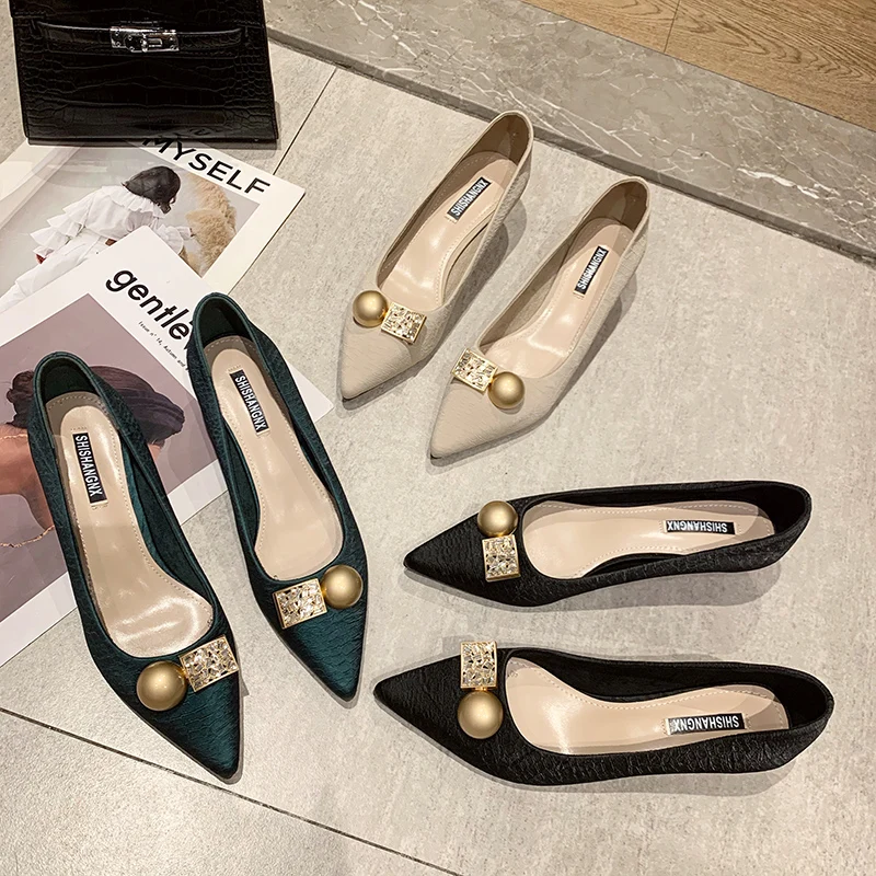

High-heeled Women's New Korean Version of The Fashion Fine Heels with A Hundred French Girl Single Shoes