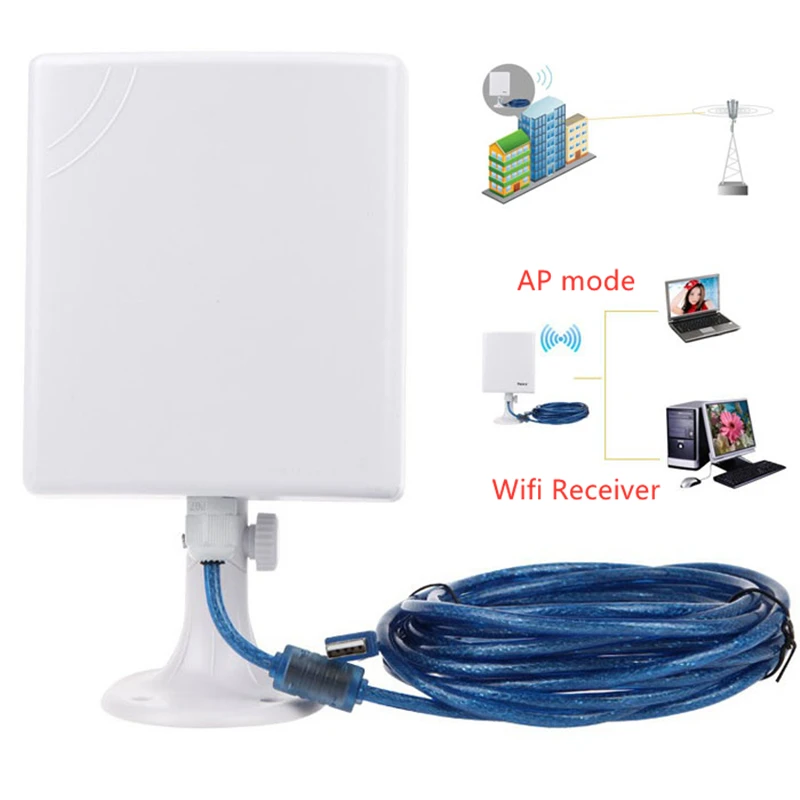 KuWfi 150 Мбит / с Wi Fi приемник Soft AP высоким коэффициентом усиления 14 дБи антенна 5 м