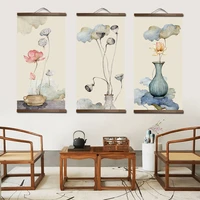 chinese japanese style flower animal canvas home decoration for living room wall art picture poster wood scroll paintings decor