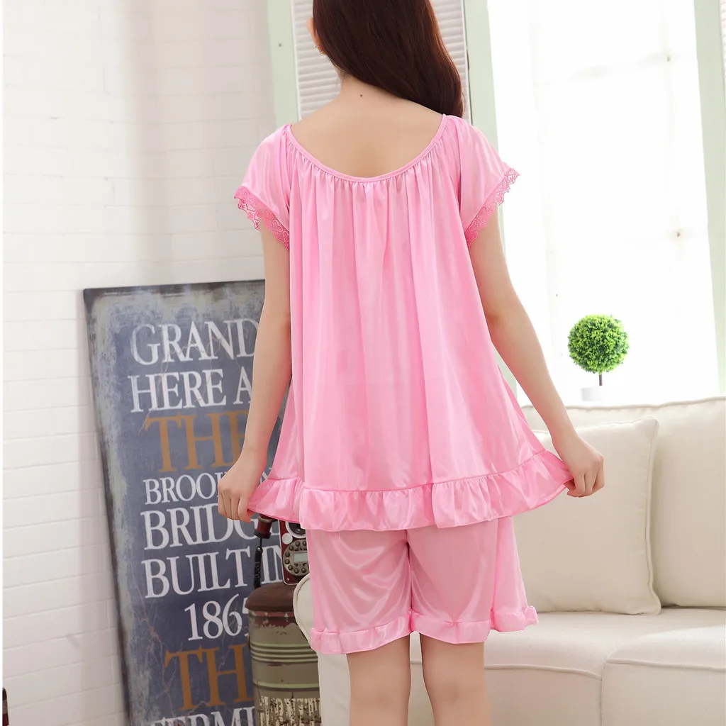 Женский пижамный комплект из двух предметов сексуальный кружевной топ и шорты