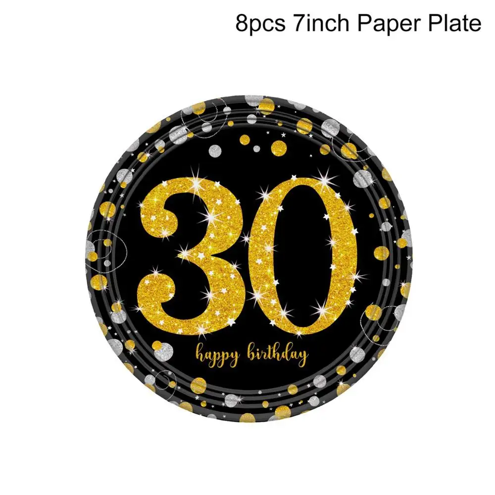 Paper Plate 30 30 40 50 день рождения украшения для взрослых с днем рождения шары 30 лет Свадьба юбилей день рождения Декор вечерние принадлежности - Цвет: Paper Plate 30
