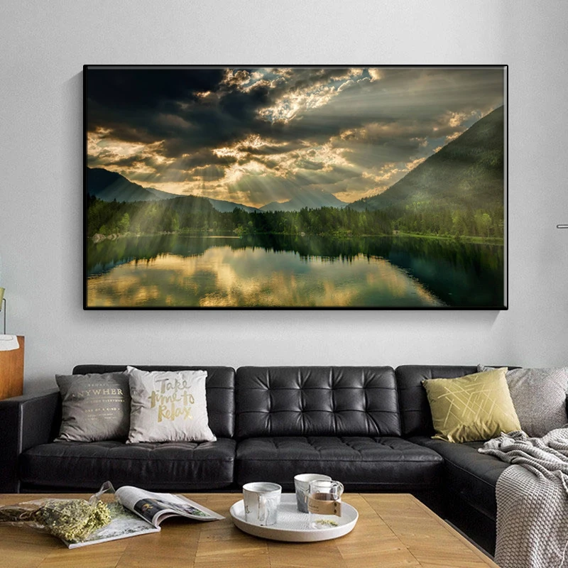 

Modern Landscape Posters Canvas Painting Posters and Prints Hushan Art Living Room Wall Painting Cuadros Home Decor