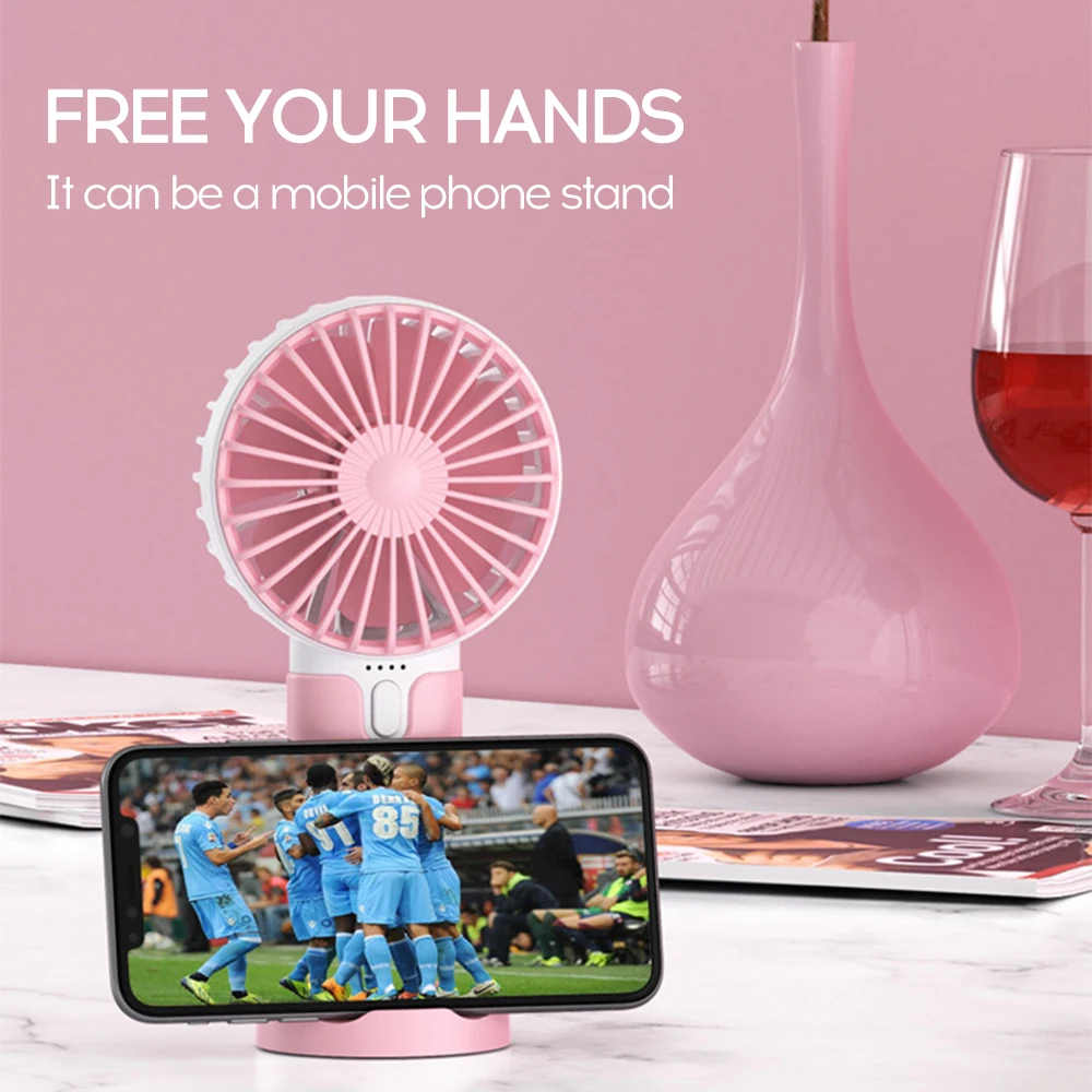

Handheld Portable Fan USB Mini Rechargeable Cooler 3 mode speed regulation portable fan with LED lighting function
