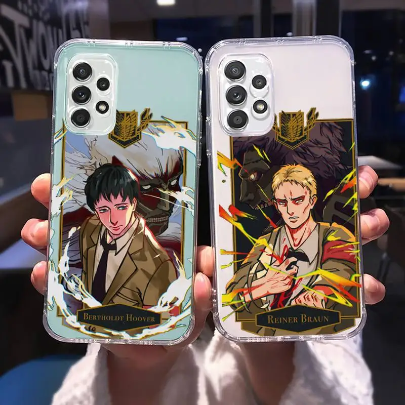 

Attack on Titan Phone Case for Samsung A 51 50 52 12 21s 31 40 70 71 note S 20 10 21 ultra plus fe clear soft coque shell
