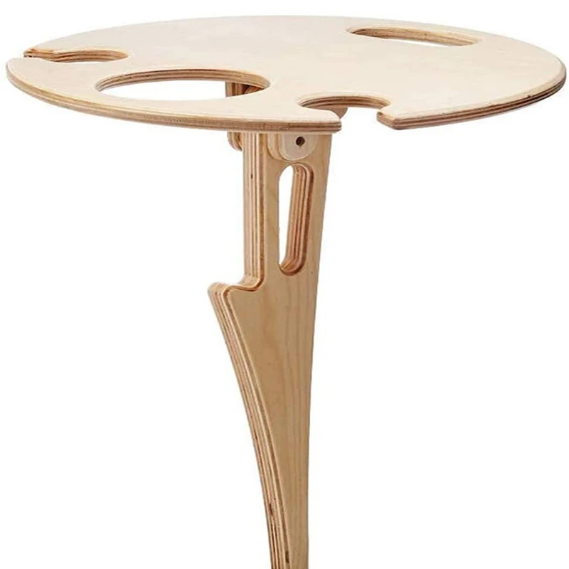 

Outdoor Wine Table Foldable Round Desktop Mini Wooden Picnic Table Collapsible Wine Glass Rack Travel Portable E8BD