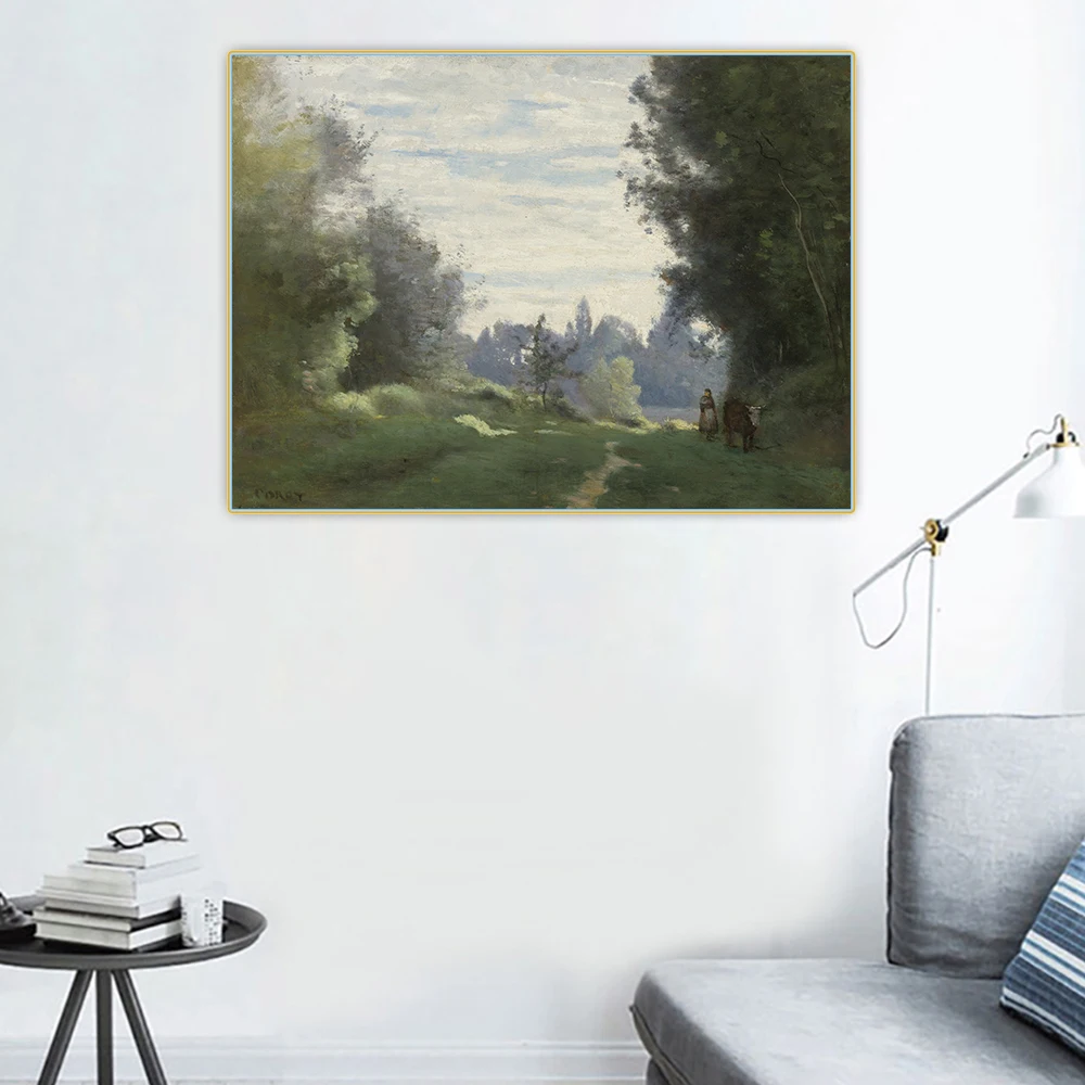 Цитон Жан Батист Камиль корот Cow корова идет на поля Canvas холст искусство картина