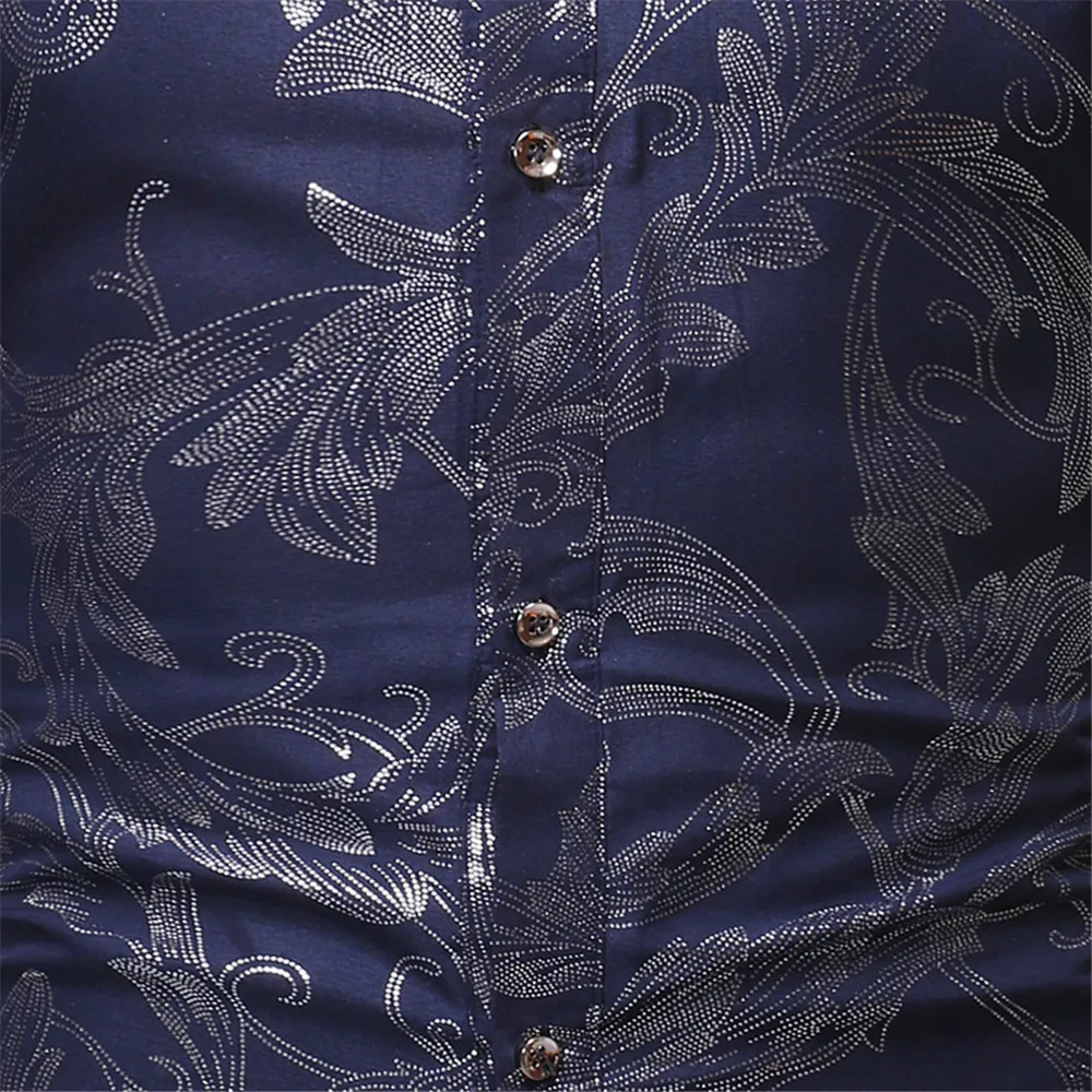 Elegant Dinner Shirt Male Floral Shirts Vintage Style 2020 New Arrival Men Party Clothes Long Sleeve Autumn Wear Slim Man Tops | Мужская