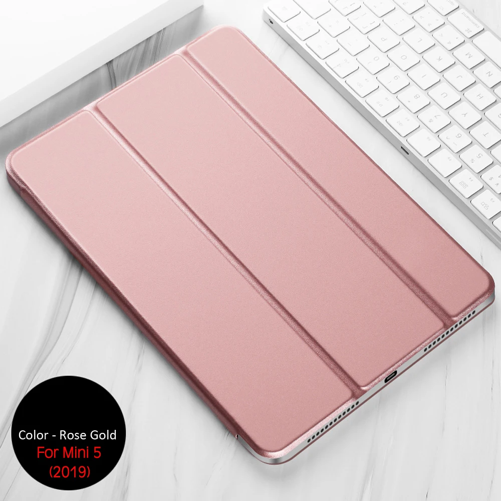 Rose gold-Mini 5 QIJUN для iPad mini 1 2 3, 4, 5, 7,9 дюймов, чехол, смарт-чехол из искусственной кожи, с подставкой, для iPad mini 1/2/3 mini5, с функцией автоматического сна - Цвет: Rose gold-Mini 5