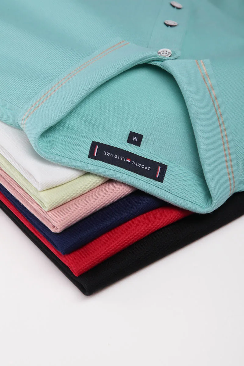 

Wholesale Brand New Spring And Autumn 50% Cotton 50% Polyester Casual Fashion Men's T-shirt Short-sleeved Solid Color Polo Shirt