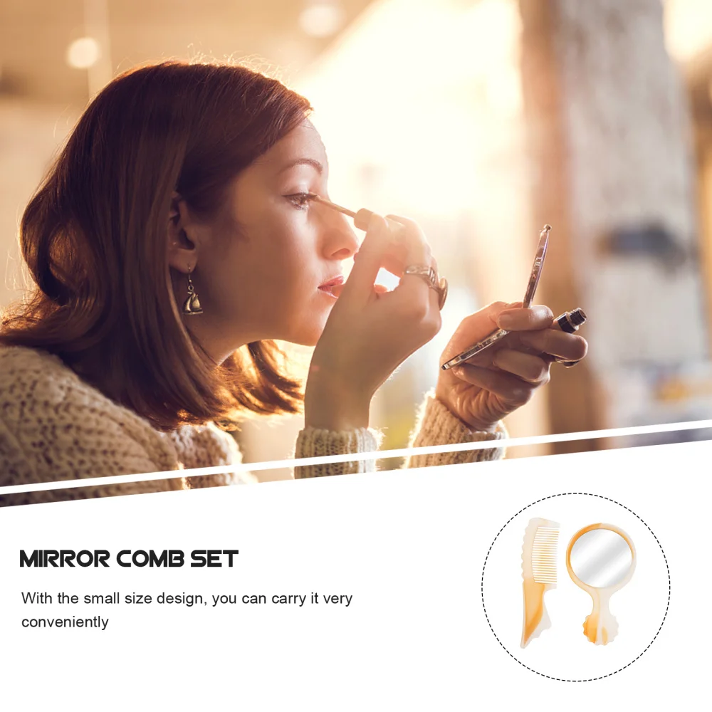 

50 Sets of Portable Hand Mirrors Combs Set Small Handheld Mirror Comb Set