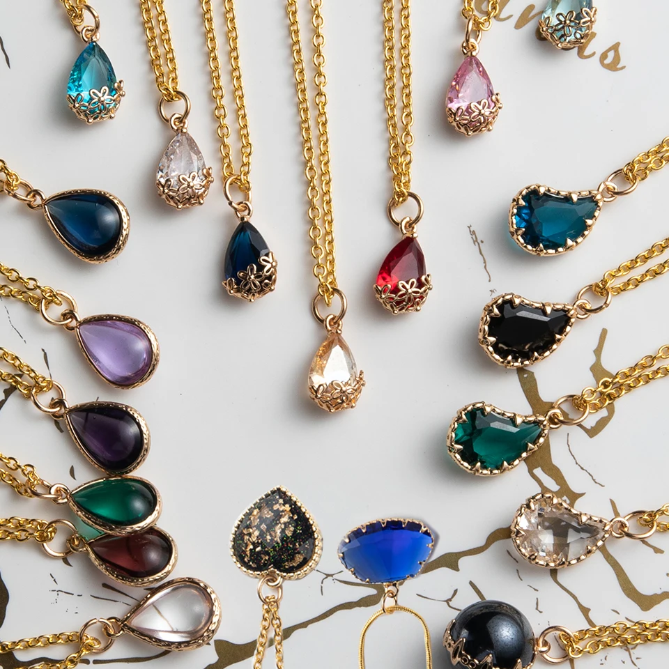 Элегантный акриловый горох капли воды кулон ожерелье женская мода золотые