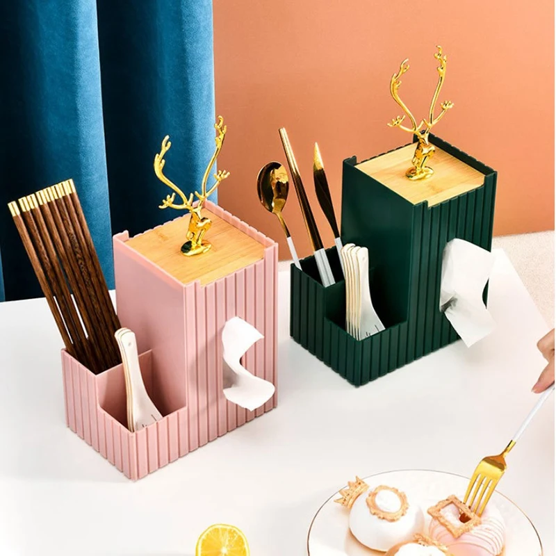

Desktop Napkin Storage Container Desktop Tissue Tray for Home Office Simple Elk Tissue Box Lovely Paper Towel Holder