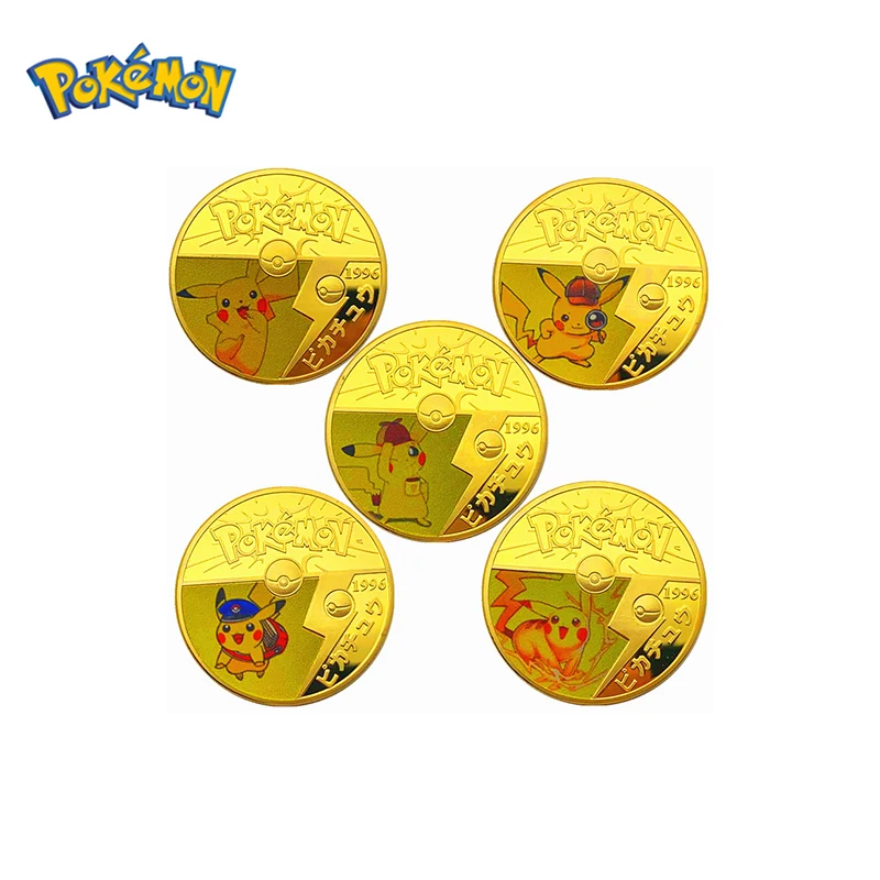

Pokemon Gold-plated Commemorative Coin Pikachu Coin Pocket Monsters Anime Collect Merch Kawaii Toys For Fan Pokemon Go Coin