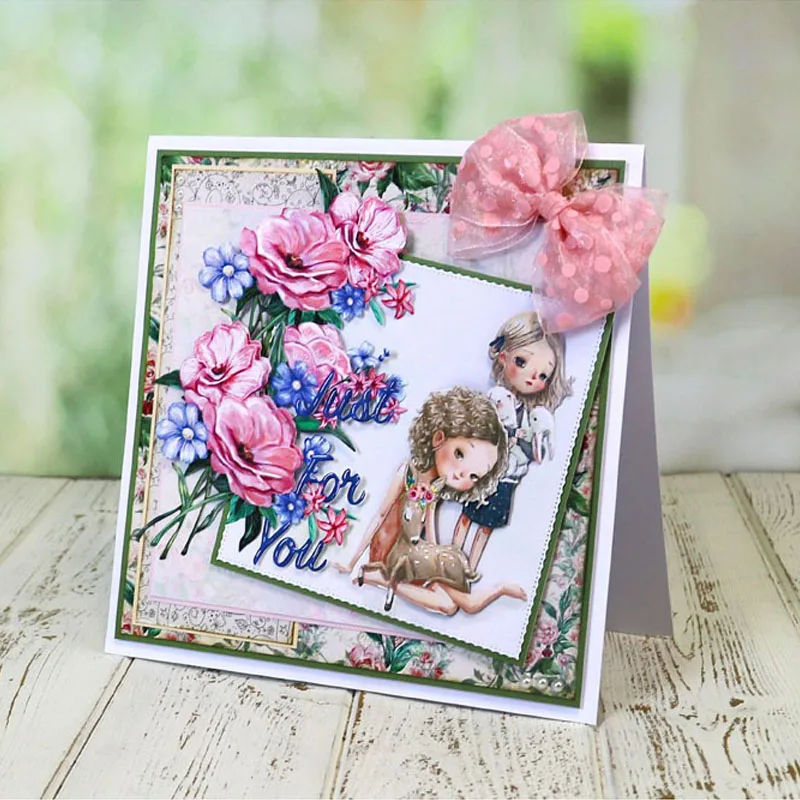

New Dies 2020 Little Girl Cradling a Fawn Diy Dies Album Cutting Dies For Scrapbooking Craft Card Making Stencil Die Cuts