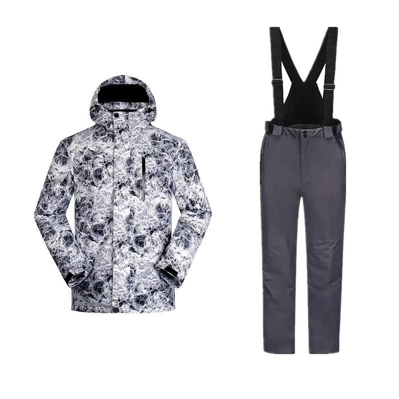 grey black Лыжный костюм сноуборд горнолыжный костюм мужской лыжный костюм мужской горнолыжный костюм лыжи зимний костюм горные лыжилыжные костюмы зимний костюм мужской костюм для сноуборда горнолыжные костюмы мужские горнолыжный - Цвет: grey black