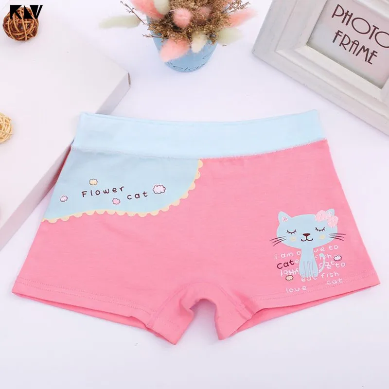 Calzoncillos b&oacute;xer de algod&oacute;n para ni&ntilde;os y ni&ntilde;as, ropa interior con estampado de gato y dibujos animados, de 2 a 12 a&ntilde;os-2
