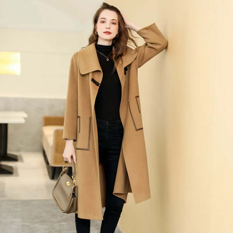 

100% Wool Coat for Women Autumn Jacket New Arrival Double-Sided Cashmere Alpaca Coat Winter Women's Long Woolen Coat