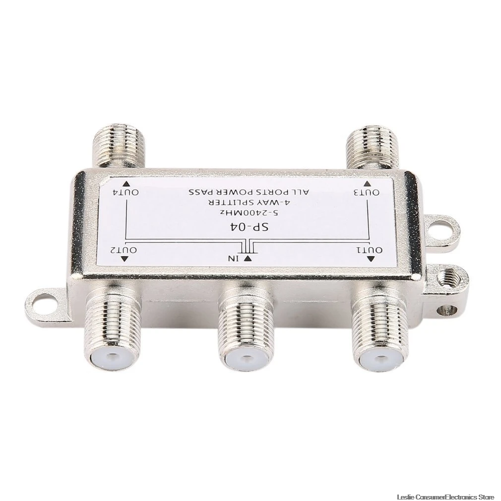 Hot Selling 4 Way Channel Satellite/Antenna/Cable TV Splitter Distributor 5-2400MHz F Type Wholesale In Stock Drop Shipping | Электроника