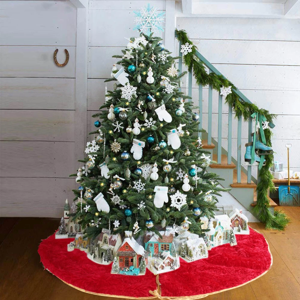 Мягкий 90 см Рождественская плюшевая елка юбка фартук ковер напольный коврик