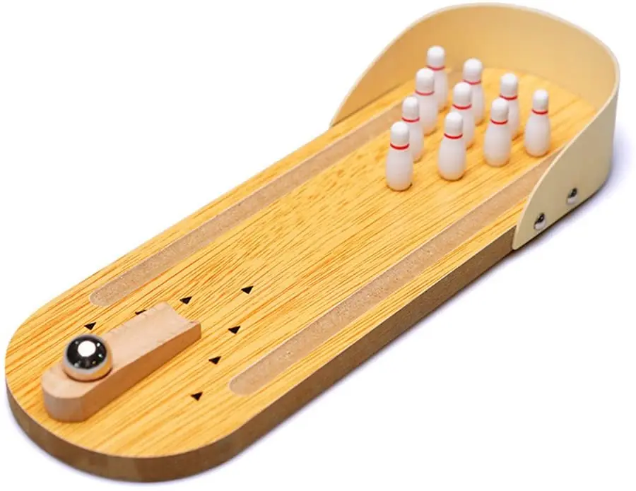 

Child Toys Wooden Mini Desktop Bowling Game Toy Set Fun Indoor Parent-Child Interactive Table Game Bowling Developmental Toy