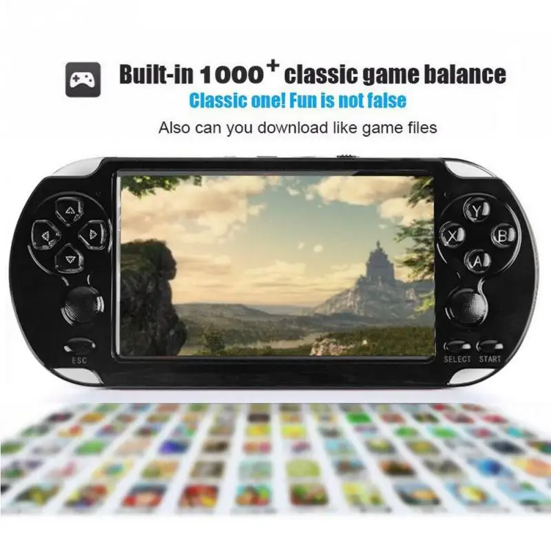 Портативная игровая консоль 4," 5" lcd X6 X9 plus двойной рокер 8G ретро-плеер видео MP5 TF карта для игр GBA/NES 1000
