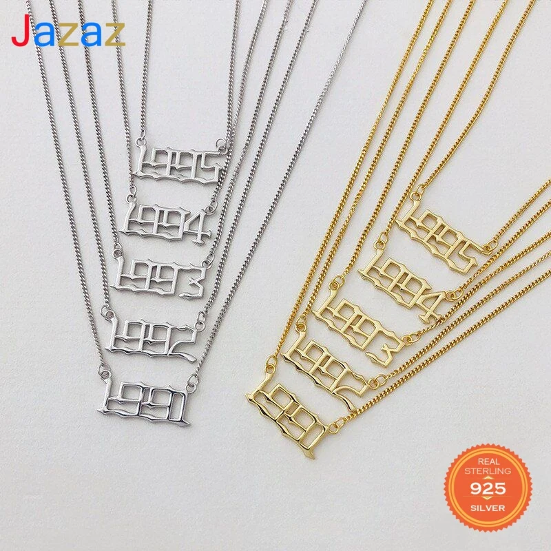 

Sterling Silver Simple Year Number Pendant Necklace Wedding Anniversary Birthday Reminder Accessories Friendship Gift D001870