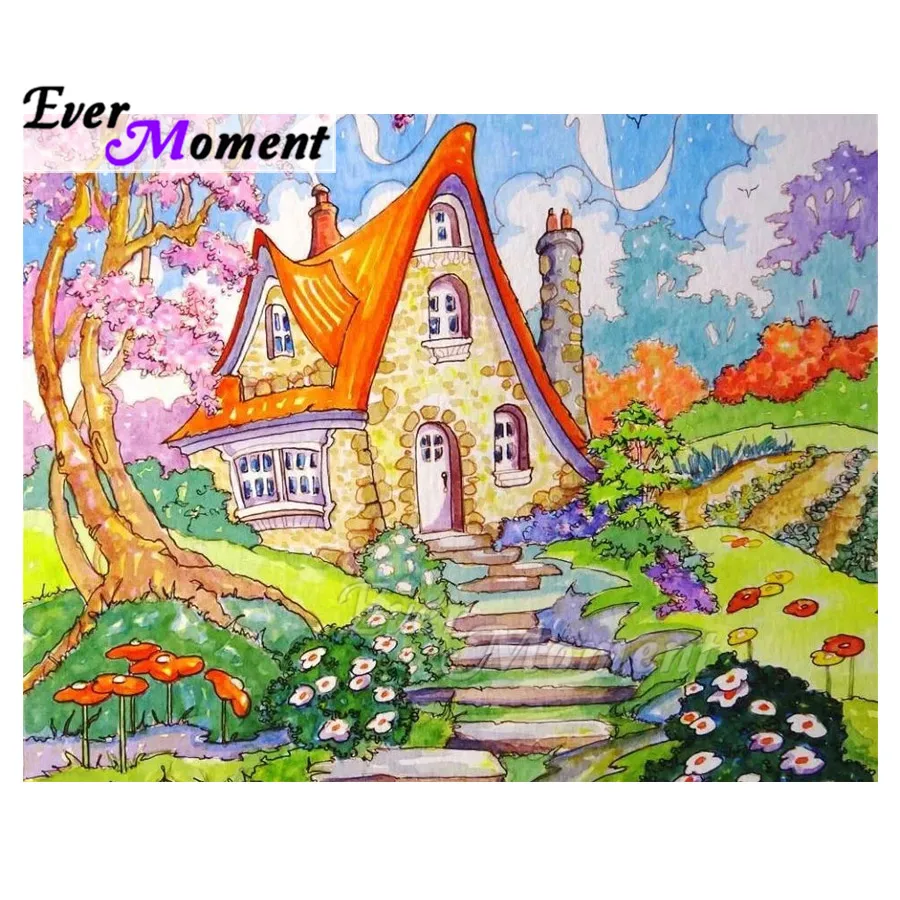 Алмазная живопись ручная работа квадратные стеллажи дом лестница цветок дерево