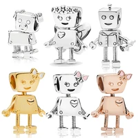 100 sterling 925 silver robot dog flower fairy charms fit bracelet bangle mix style robot for diy bead jewelry making
